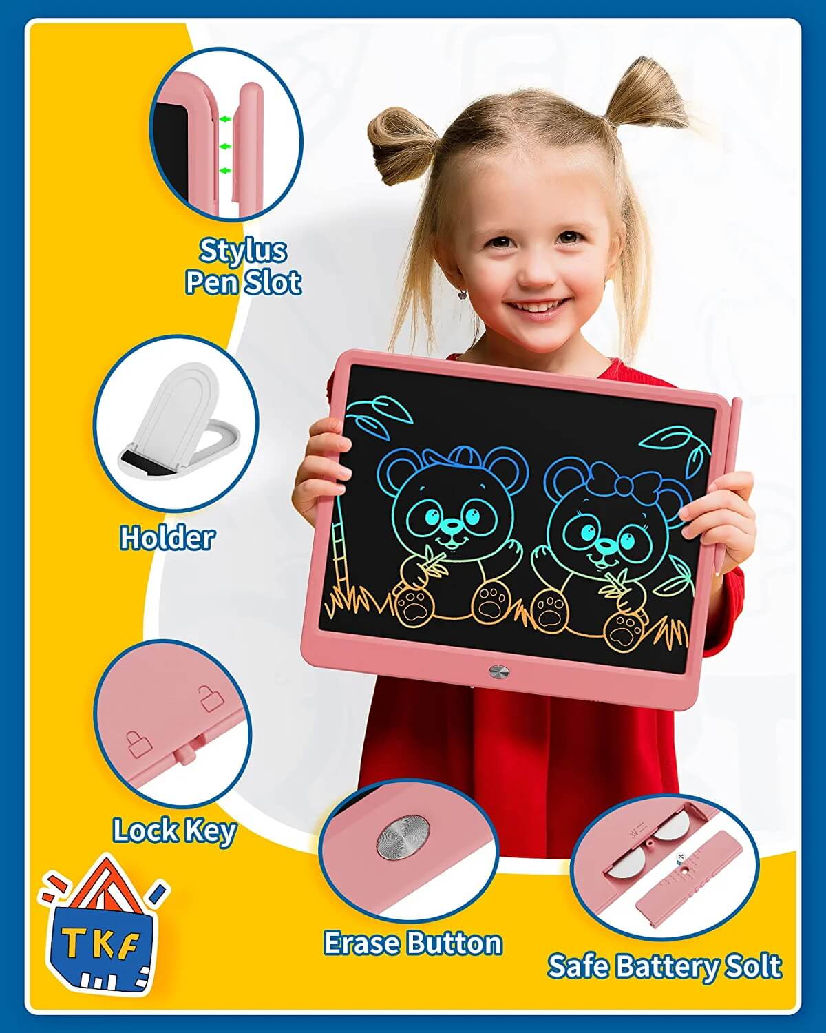 TEKFUN 15inch LCD Writing Tablet Teen Boy Girl Gifts Ideas, Easter Birthday Gifts for Kids, Drawing Board Educational Toys - Mytekfun