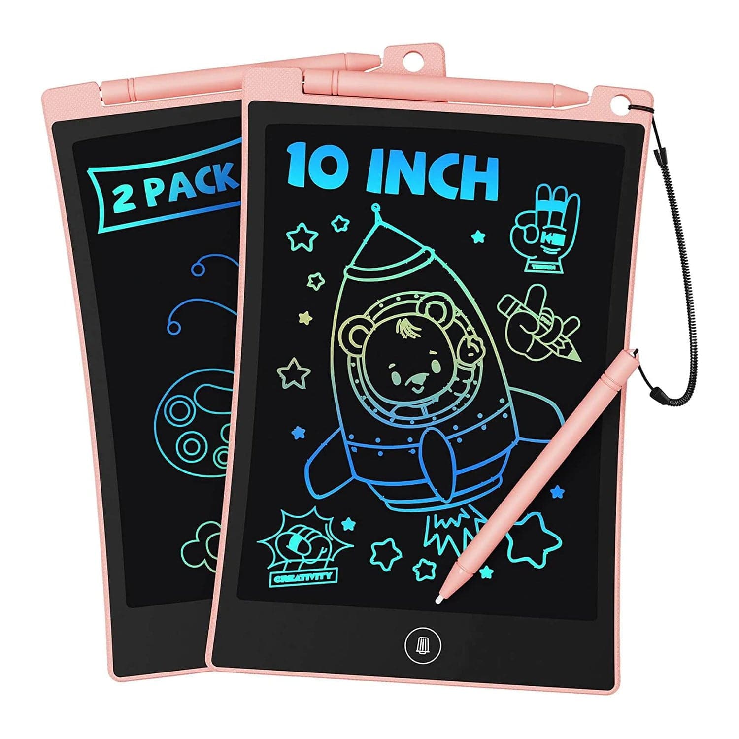 TEKFUN 2 Pack LCD Writing Tablet with Anti-Lost Stylus, 10in Erasable Doodle Board Coloring Drawing Pad for Kids - Mytekfun