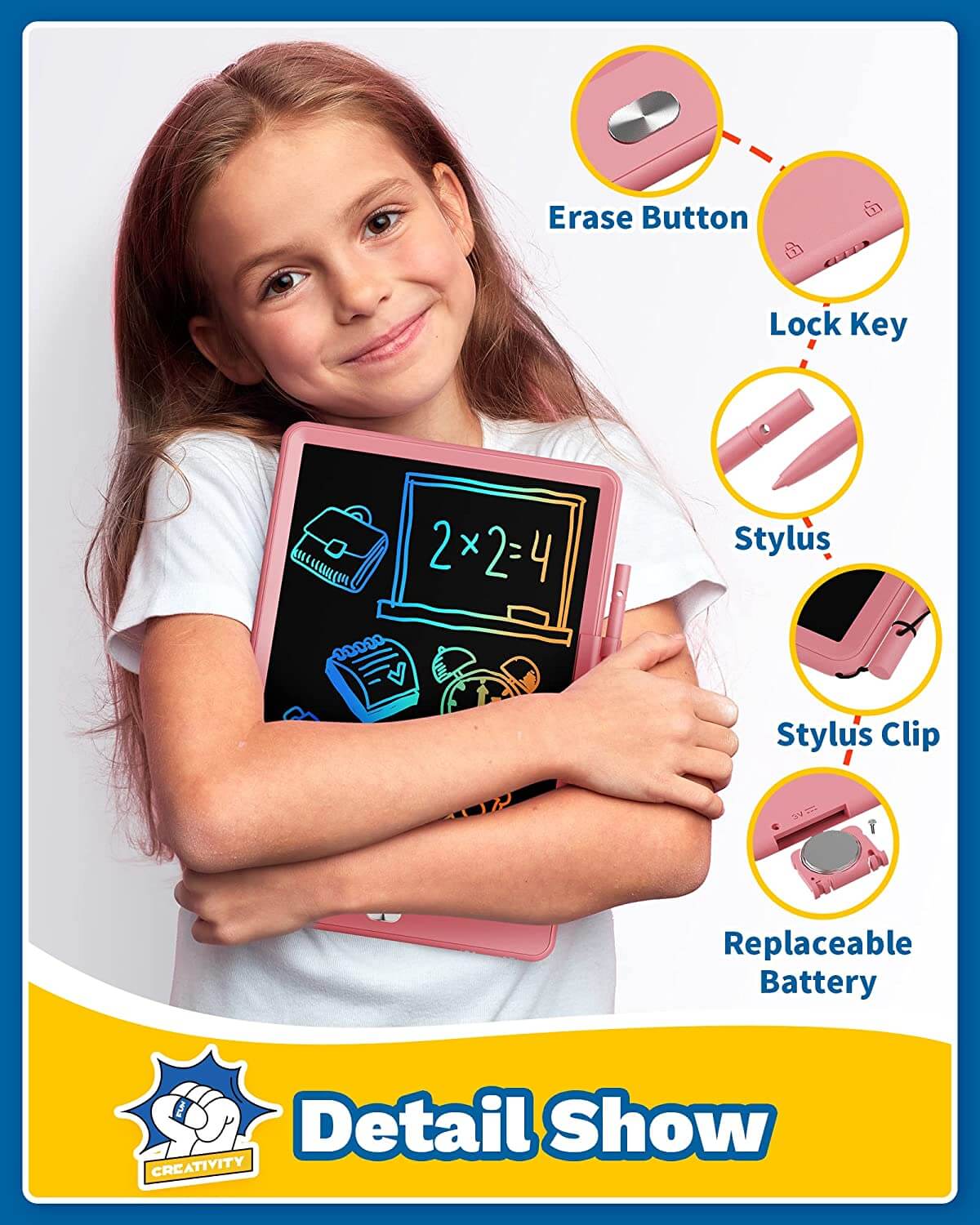 TEKFUN Doodle Board for Kids LCD Writing Tablet, 8.5in Drawing Board Writing Pad - Mytekfun