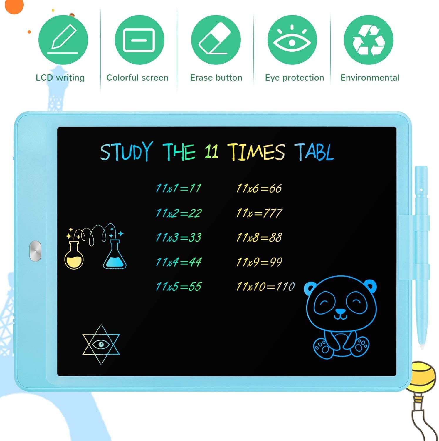 TEKFUN LCD Writing Tablet Doodle Board, 10inch Colorful Drawing Tablet Writing Pad - Mytekfun