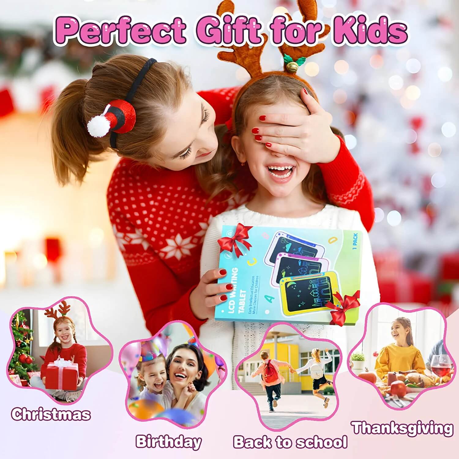 TEKFUN LCD Writing Tablet for Kids, Decorate Your Own Doodle Board with Cute Stickers, 8.5inch Colorful Drawing Board - Mytekfun