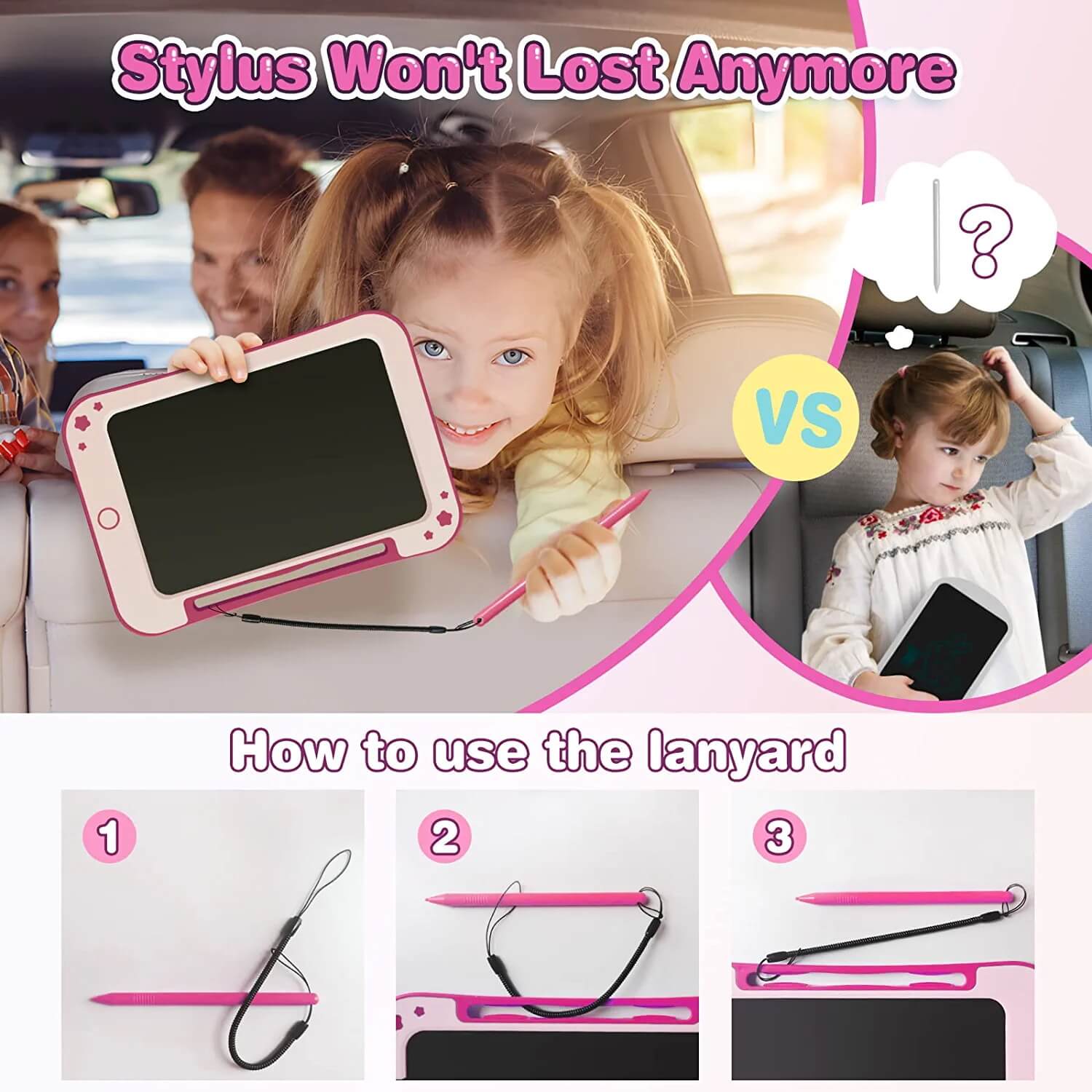 TEKFUN LCD Writing Tablet for Kids, Decorate Your Own Doodle Board with Cute Stickers, 8.5inch Colorful Drawing Board - Mytekfun