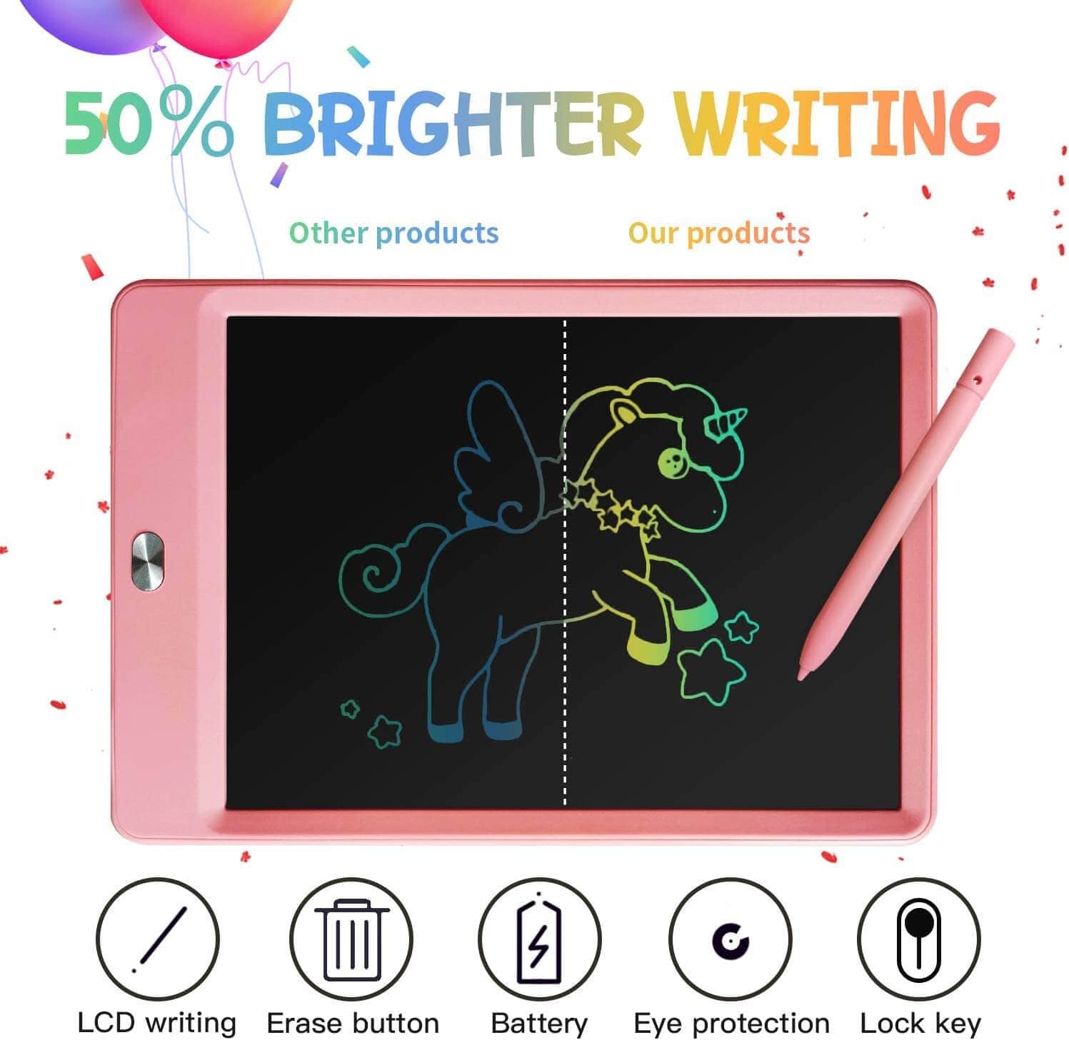 TEKFUN 2 Pack LCD Writing Tablet with 4 Stylus , 8.5in Erasable
