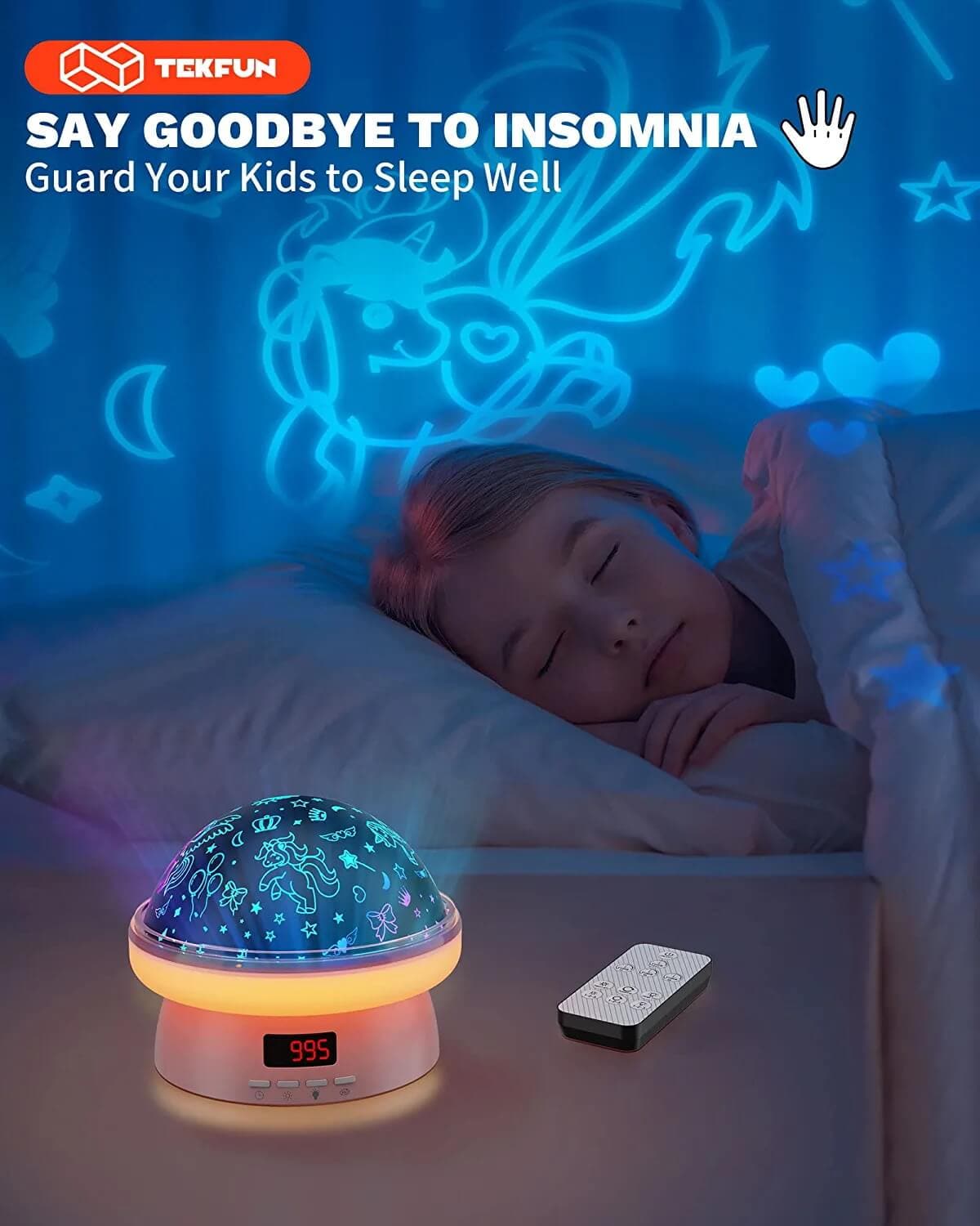 TEKFUN Toys for Girls, 3 in 1 Remote Control Night Light Star Projector Unicorn Gifts for Girls - Mytekfun